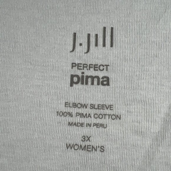 J Jill Perfect Pima Top Size 3X White V Neck Elbow Sleeve Pullover 100% Cotton - Picture 2 of 7